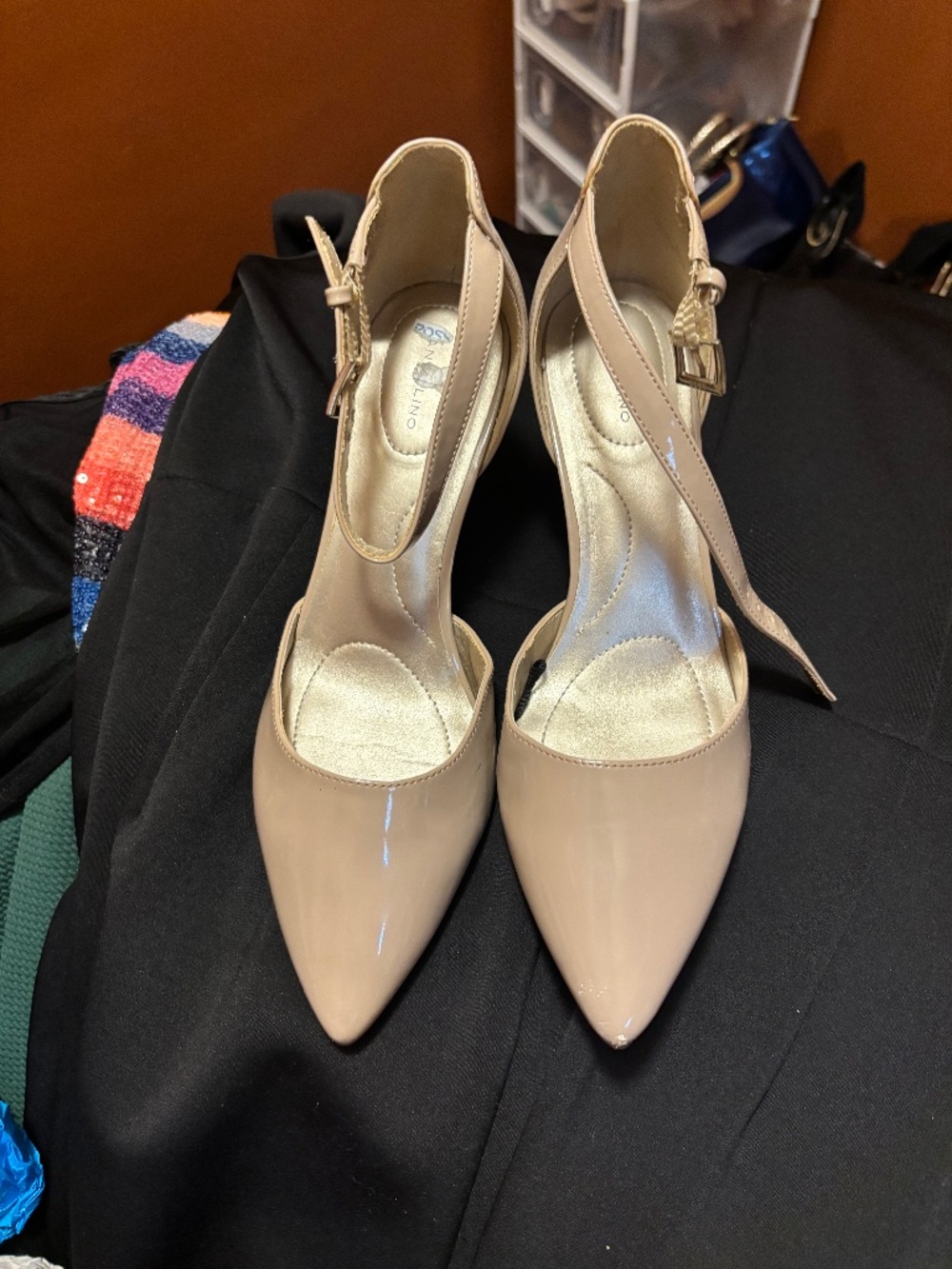 Patent leather Nude colored shoes
